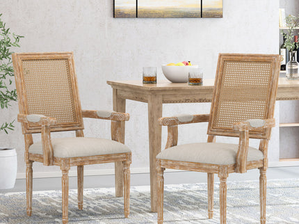 Upholstered Dining Chair With Cane Backrest