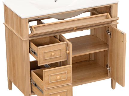 Bathroom Vanity With Sink, 3 Drawers & 2 Doors