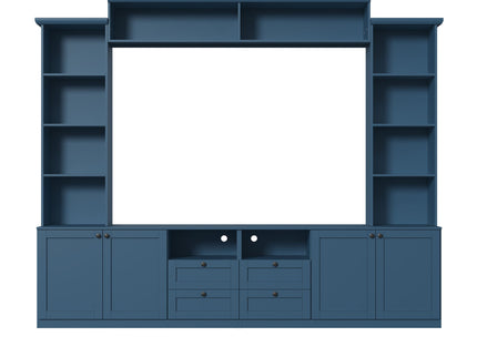 Farmhouse Elegant Entertainment Center Wall Unit With 4 Drawers