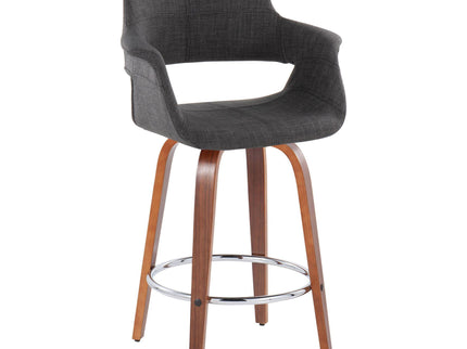 Vintage Flair - Mid-Century Modern Fixed Height Counter Stool With Swivel With Round Footrest (Set of 2)