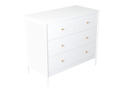 4 Drawer Kids Dresser With Antique Brass Pulls - White