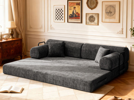 Modern 2 Tone Fabric Convertible Sleeper Sofa Bed