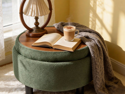 Storage Round Footstool Table Ottoman