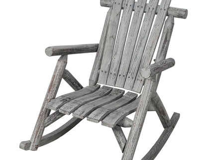 Durable Wooden Porch Rocker, Fir Log Rocking Chair