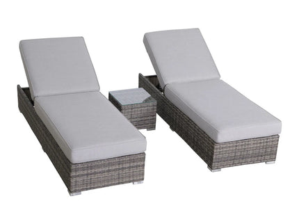 3 Piece Chaise Lounge Set With Adjustable Reclining - Gray Mix