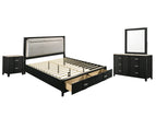 Black / 4 Pc. Bed, Nightstand, Dresser, Mirror / Queen