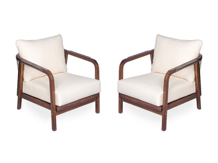 Outdoor Lounge Chair With Woven Backrest, Solid Wood Frame, Comfortable Cushions