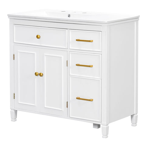 Bathroom Vanity With Sink Top, 3 Soft Closing Drawers