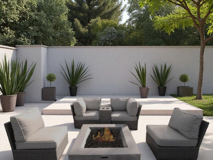 Contemporary Patio Seating Set With Fire Pit