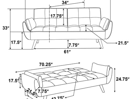 Laggarhem - Tufted Back Upholstered Sofa Bed - Turquoise