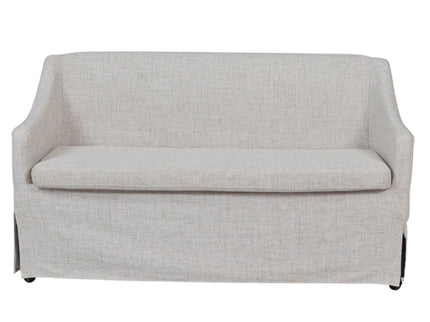 Slip Covered Settee With Casters - Beige