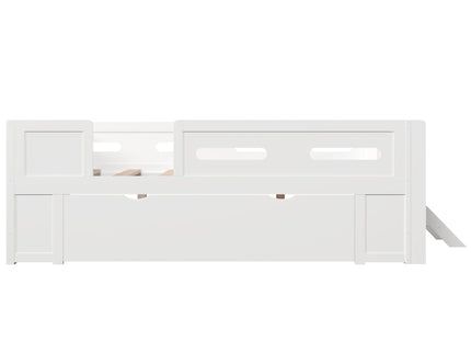 Platform Bed With Guardrail And Drawer