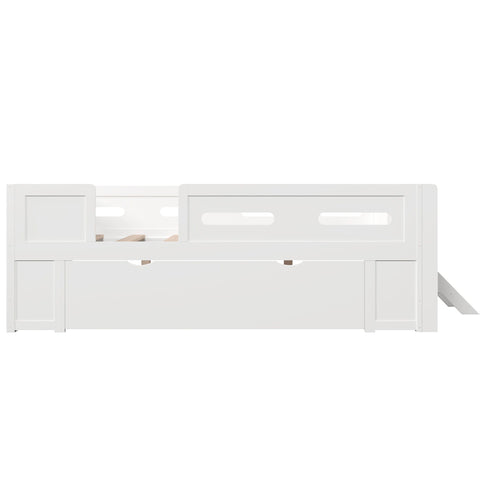 Platform Bed With Guardrail And Drawer
