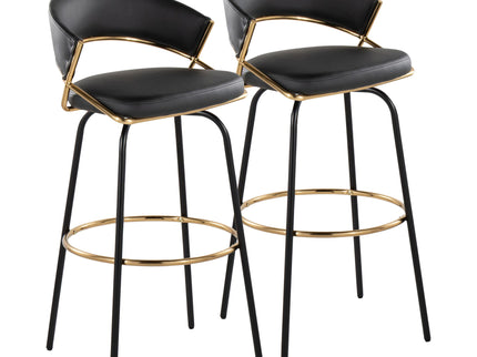 Jie - Fixed Height Contemporary Barstool With Swivel Round Footrest (Set of 2)