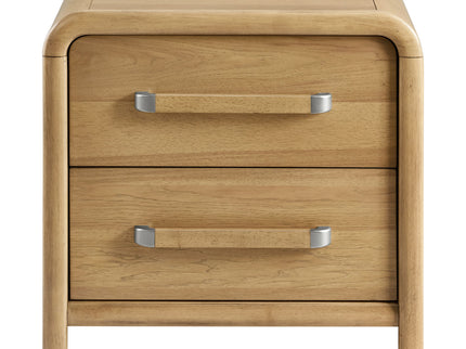 2 Drawer Nightstand With USB Charging - Brown