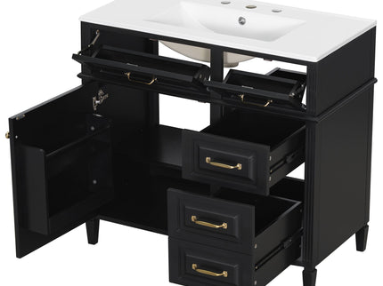 Modern Bathroom Vanity With Sink Top, Flip Drawer Design