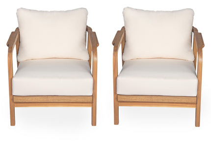 Outdoor Lounge Chair With Woven Backrest, Solid Wood Frame, Comfortable Cushions