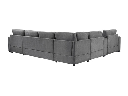 Modular 5 Seat U-Shape Sectional Sofa With Chaise Lounge, Built In Cup Holders And Storage Drawer