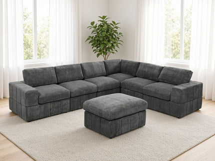 Oversized Ottoman Footrest Extra Seat Living Room - Dark Gray