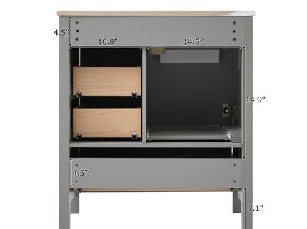 Modern Bathroom Vanity With Ceramic Sink, Solid Frame And Storage Solutions