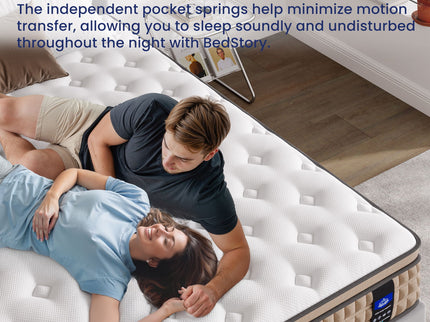 14" King Mattress Hotel Collection Hybrid Mattress With Gel Memory Foam & Pocket Springs - Brown / White