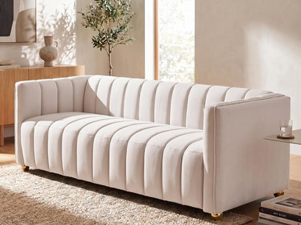 Vertical Channel Tuft Sofa For Apartment Lounge - Ivory