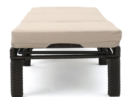 Puerta - Chaise Lounge Frame Cushion Outdoor Wicker Iron - Beige / Dark Brown