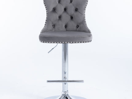 Swivel Barstools Adjusatble Seat Height From 25-33", Modern Upholstered Base Bar Stools With Backs Comfortable Tufted For Home Pub And Kitchen Island (Set of 2)