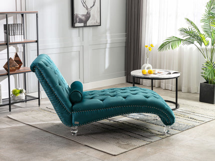 Chaise Lounge Indoor, Button Tufted Upholstered Chaise Lounge Chair With Pillow