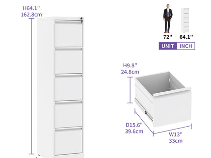 Steel Drawer Vertical File Cabinet With Lock For A4 Legal / Letter Size