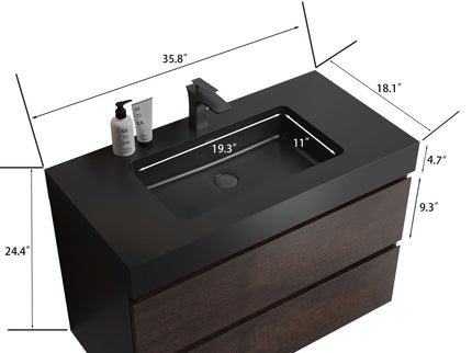 Alice - Bathroom Vanity Wall Mounted With Sink, Large Storage