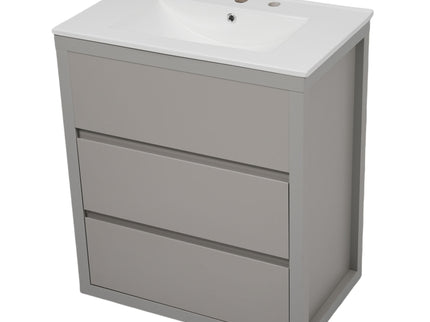 Freestanding Bathroom Vanity With Ceramic Sink, 2 Full Extension Drawers