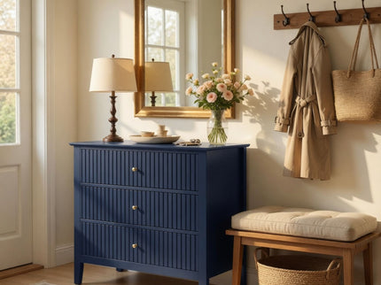 Fluted 3 Drawer Nightstand With Soft Close Slides