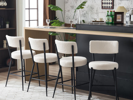 Modern Teddy Fabric Upholstered Bar Stools - Legs