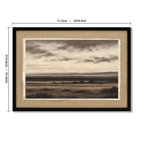 Vintage Landscape Large Framed Wall Art, Nature Wilderness Scenery Paintings Decor Aesthetic - Ember Black / Linen Sesame