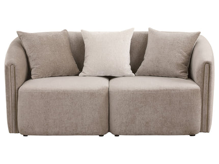 Silvana - Upholstered Rolled Loveseat With Curved Back And Foam Cushions - Beige