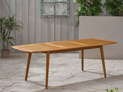Placidity - Outdoor Expandable Dining Table With Slatted Tabletop And Tapered Legs
