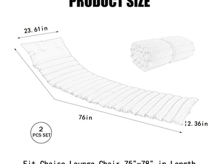 2 Piece Outdoor Chaise Lounge Chair Cushion Set