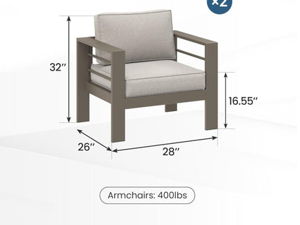 Modern All-Weather Patio Armchairs With Thick Cushions (Set of 2)