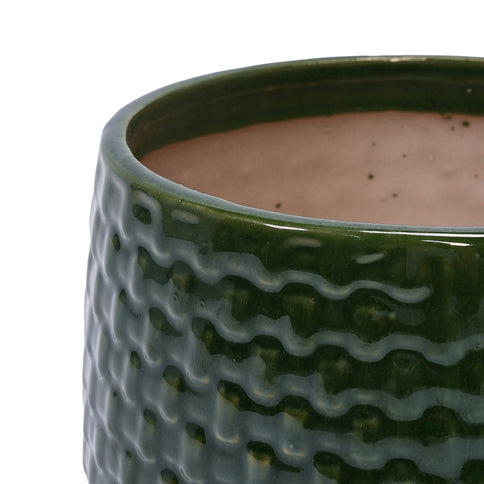 3 Pieces Flowerpot, Planter For Patio, Garden Or Windowsills - Dark Green