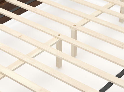 Farmhouse Platform Bed Frame & Tall Upholstered Headboard