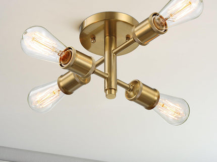 Ephemeral - 4 Lights Semi Flush Mount Ceiling Pendant - Antique Brass / Clear / Gold