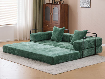 Convertible Floor Sofa Bed With Pillow Back Support Armrest