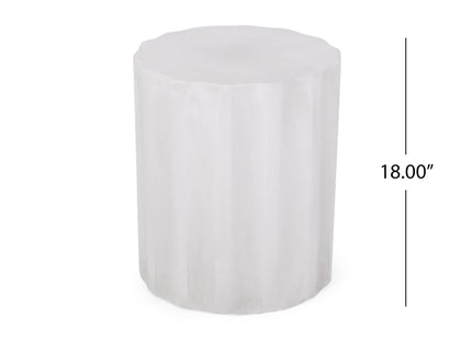 Outdoor End Table With Soft Wave Edge - Antique White