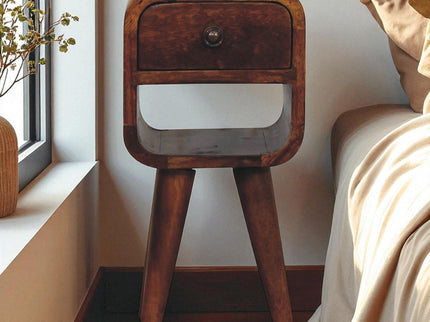 Mini California Curved Nightstand Wth Lower Slot