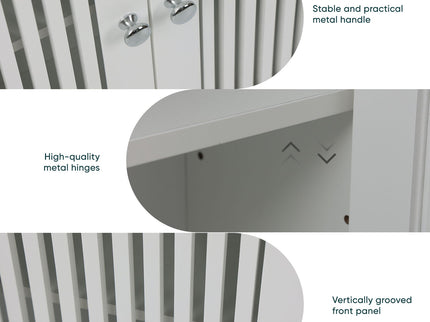Louvered Double Door Wall Mounted Bathroom Cabinet - White