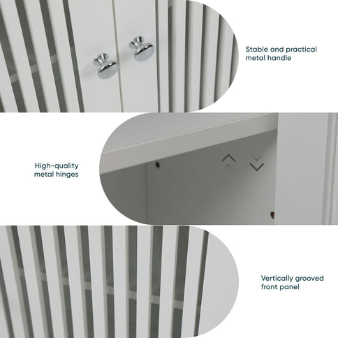 Louvered Double Door Wall Mounted Bathroom Cabinet - White