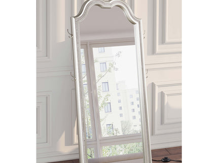 Colwood - Full Floor Mirror With LED Lighting And Storage Hooks - Silver