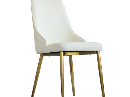 Modern Sponge-Filled Dining Chair, Solid Wood Metal Legs, Suitable For Restaurants, Living Rooms And Rooms (Set of 2) - White