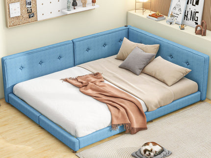 Modern Upholstered Platform Bed With USB Ports And LED Belt
